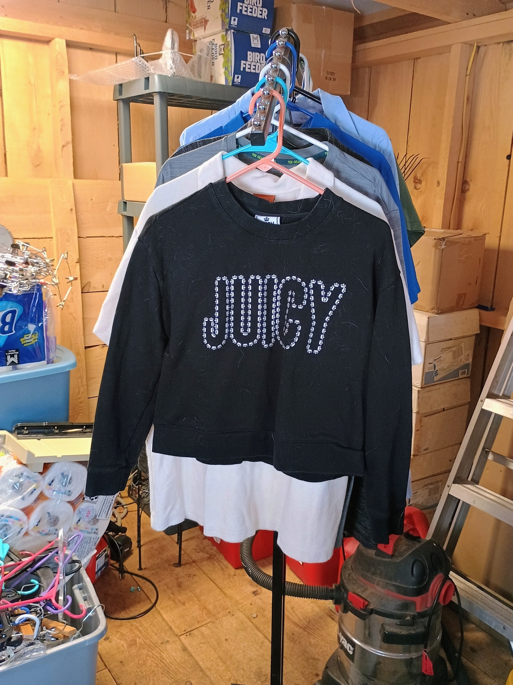 Juicy Couture Black Rhinestone-Embellished Crewneck Sweatshirt Bin 32